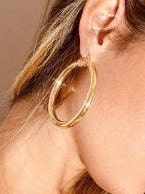 Load image into Gallery viewer, Large 18k Gold Filled Hoop Earrings - 50mm Diameter