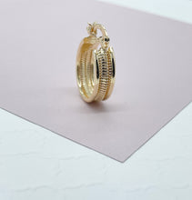 Load image into Gallery viewer, 18K Gold Filled Hoop Earrings Featuring Middle Detail Rugged Wholesale And