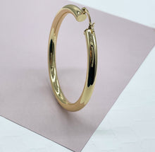 Load image into Gallery viewer, Large 18k Gold Filled Plain Hoop Earrings 2 inches or 50mm Diameter Selena Inspired Hoops