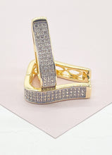Load image into Gallery viewer, 18k Gold Filled Hoop Earrings: Square Guitar Pick Design