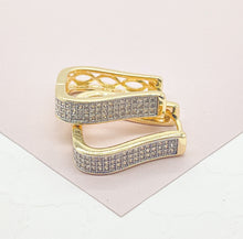 Load image into Gallery viewer, 18k Gold Filled Hoop Earrings: Square Guitar Pick Design