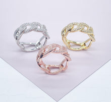Load image into Gallery viewer, 18K Gold Filled Cuban Link Ring Featuring Micro Pave Cubic Zirconia