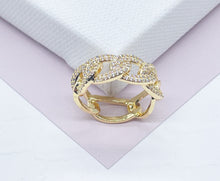 Load image into Gallery viewer, 18K Gold Filled Cuban Link Ring Featuring Micro Pave Cubic Zirconia
