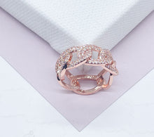 Load image into Gallery viewer, 18K Gold Filled Cuban Link Ring Featuring Micro Pave Cubic Zirconia