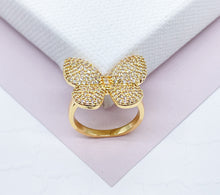 Load image into Gallery viewer, 18K Gold Filled Ring with Micro Pave Cubic Zirconia Butterfly Wings
