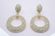 Load image into Gallery viewer, 18k Gold Filled Cubic Zirconia Oval Dangle Earrings