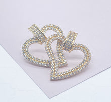 Load image into Gallery viewer, 18k Gold Filled Cubic Zirconia Heart Earrings: Hypoallergenic Party Jewelry