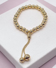 Load image into Gallery viewer, 18k Gold Filled Beaded Bracelet: Adjustable Slider Clasp