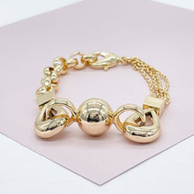 Load image into Gallery viewer, 18k Gold Filled Ball Bracelet: Rolo & Link Chain Sphere