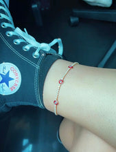 Load image into Gallery viewer, 18k Gold Filled Evil Eye Anklet Featuring Cubic Zirconia Chain