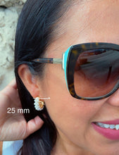 Load image into Gallery viewer, 18k Gold filled Hoop Earrings Featuring A Wire Wrap of Pearls Around The Hoop