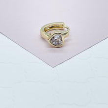 Load image into Gallery viewer, 18k Gold Filled Heart Stone Huggie Small Hoop Earrings Hypoallergenic Jewelry Available in Ruby, Crystal, Pink And Lilac Colors