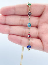 Load image into Gallery viewer, 18k Gold Filled Adjustable Evil Eye Bracelet Featuring Slide Clasp Hypoallergenic Jewelry