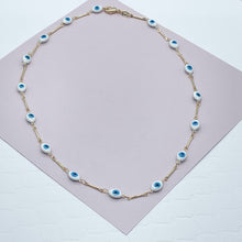 Load image into Gallery viewer, 18k Gold Filled Baby Blue Evil Eye Bracelet Necklace Set