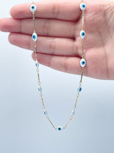 Load image into Gallery viewer, 18k Gold Filled Baby Blue Evil Eye Bracelet Necklace Set
