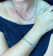 Load image into Gallery viewer, 18k Gold Filled Multi Color Evil Eye Bracelet Necklace Set