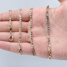 Load image into Gallery viewer, 18k Gold Filled 3.8mm Tricolor Figaro Link Chain Necklace And Jewelry Supplies