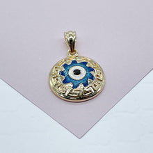 Load image into Gallery viewer, 18k Gold Filled 20mm Protection Blue Evil Eye Charm Gold Pendant
