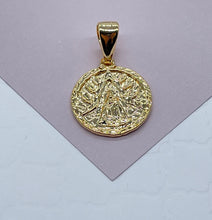 Load image into Gallery viewer, 18k Gold Filled Our Lady of Charity Coin Pendant - Catholic Caridad Del Cobre Charm