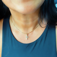 Load image into Gallery viewer, 18k Gold Filled 15mm Cross Charm with Cubic Zirconia Dainty Pendant Jewelry Supplies