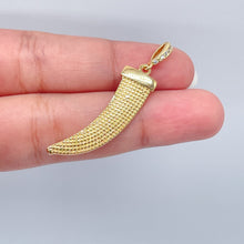Load image into Gallery viewer, 18k Gold Filled Elephant Tusk Pendant: Cubic Zirconia Bail, Good Luck Charm