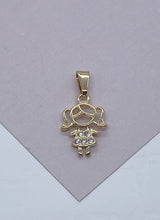 Load image into Gallery viewer, 18k Gold Filled Kids Charm: Boy or Girl with Cubic Zirconia