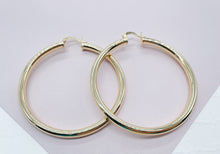 Load image into Gallery viewer, 18k Gold Filled Hoop Earrings: Large 5mm Plain Hoops