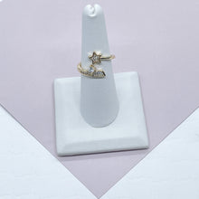 Load image into Gallery viewer, 18k Gold Filled “Shooting Star” Ring Featuring Micro Pave Cubic Zirconia and A Solitaire Dainty Jewelry