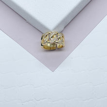 Load image into Gallery viewer, Adjustable 18k Gold Filled Thick Cuban Link Chain Ring With Micro Pavè Cubic Zirconia Dainty Ring And Jewelry Making Supplies