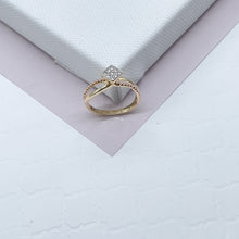 Load image into Gallery viewer, 18k Gold Filled Ring Featuring Square Shape With Nine Cubic Zirconia on Top