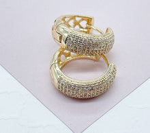 Load image into Gallery viewer, 18K Gold Filled Micro Pave Cubic Zirconia Clicker Hoop Earrings