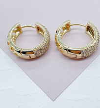 Load image into Gallery viewer, 18K Gold Filled Micro Pave Cubic Zirconia Clicker Hoop Earrings