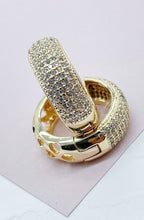 Load image into Gallery viewer, 18K Gold Filled Micro Pave Cubic Zirconia Clicker Hoop Earrings