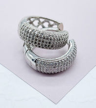 Load image into Gallery viewer, 18K Gold Filled Micro Pave Cubic Zirconia Clicker Hoop Earrings
