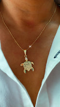 Load image into Gallery viewer, 18k Gold Filled Turtle Charm with Zirconia Eyes (30mm)