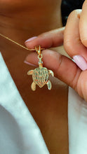 Load image into Gallery viewer, 18k Gold Filled Turtle Charm with Zirconia Eyes (30mm)