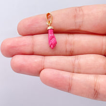 Load image into Gallery viewer, 18k Gold Filled Figa Charm: Colorful Hand Pendant, Jewelry Making (15mm)