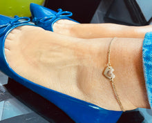Load image into Gallery viewer, 18k Gold Filled Curb Chain Anklet: Puffy Heart Charm