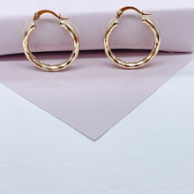 Load image into Gallery viewer, 18k Gold Filled Small Diamond Textured Hoops Earrings Available in 25mm For