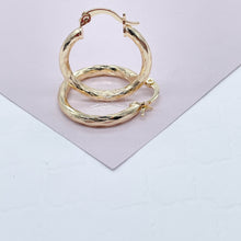 Load image into Gallery viewer, 18k Gold Filled Small Diamond Textured Hoops Earrings Available in 25mm For