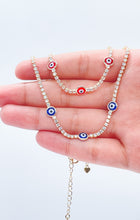 Load image into Gallery viewer, 18k Gold Filled Evil Eye Anklet Featuring Cubic Zirconia Chain