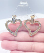 Load image into Gallery viewer, 18k Gold Filled Cubic Zirconia Heart Earrings: Hypoallergenic Party Jewelry
