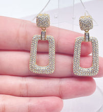 Load image into Gallery viewer, 18K Gold Filled Square Micro Pave Cubic Zicornia Dangling Party Earrings