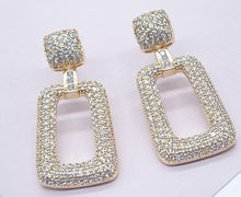 Load image into Gallery viewer, 18K Gold Filled Square Micro Pave Cubic Zicornia Dangling Party Earrings