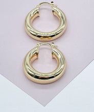 Load image into Gallery viewer, Chunky And Small 18k Gold Filled Plain Hoop Earrings