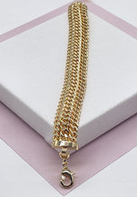 Load image into Gallery viewer, 18K Gold Filled Thick Bracelet Feature Three Cuban Link Connected Side by Side