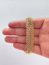 Load image into Gallery viewer, 18K Gold Filled Thick Bracelet Feature Three Cuban Link Connected Side by Side
