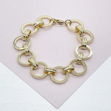 Load image into Gallery viewer, Chunky 18K Gold Filled 15mm Designed Plain Circle Link Bracelet Hypoallergenic Jewelry