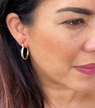 Load image into Gallery viewer, 18k Gold Filled Small Diamond Textured Hoops Earrings Available in 25mm For