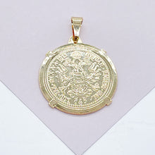 Load image into Gallery viewer, 18k Gold Filled 2.5mm Quarter Round Coin Charm Gold Pendant Coin Jewelry Supplies, Austrian Francis Joseph Imperator